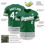 Custom Name and Number Authentic Baseball Jersey - Personalized Kelly Green White-Gray Line Personalized Kelly Green White-Gray