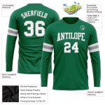 Custom Team Name Number Long Sleeve T-Shirt - Personalized Kelly Green White-Gray Performance Salute To Service Personalized