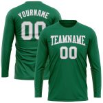 Custom Team Name Number Long Sleeve T-Shirt - Personalized Kelly Green White-Gray Performance Salute To Service Personalized