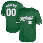 Custom Name and Number Authentic Throwback Baseball Jersey - Personalized Kelly Green White-Gray Mesh Design Personalized