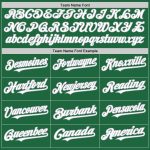 Custom Name and Number Authentic Throwback Baseball Jersey - Personalized Kelly Green White-Gray Mesh Design Personalized