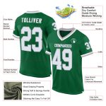 Personalized Custom Name Number Authentic Throwback Football Jersey Kelly Green White-Gray Mesh Personalized Kelly Green