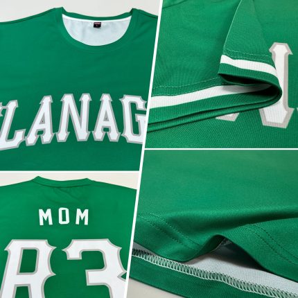 Custom Team Name Number Performance T-Shirt - Personalized Kelly Green White-Gray Personalized Kelly Green White-Gray Performance