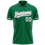 Custom Name Number Performance Golf Polo Shirt - Kelly Green White-Gray Personalized Kelly Green White-Gray Performance Vapor