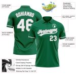 Custom Name Number Performance Golf Polo Shirt - Kelly Green White-Gray Personalized Kelly Green White-Gray Performance Vapor