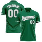 Custom Name Number Performance Golf Polo Shirt - Kelly Green White-Gray Personalized Kelly Green White-Gray Performance Vapor