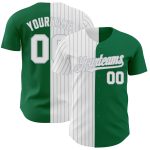 Custom Name Number Baseball Jersey - Authentic Kelly Green White-Gray Pinstripe Fashion Team Jersey Personalized Kelly Green