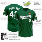 Personalized Unisex Softball Jersey - Kelly Green White Gray Two-Button Design Personalized Kelly Green White-Gray Two-Button