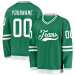 Custom Name Number Kelly Green White Hockey Jersey Personalized Team Gear Personalized Kelly Green White Hockey Jersey Team