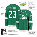 Custom Name Number Kelly Green White Hockey Jersey Personalized Team Gear Personalized Kelly Green White Hockey Jersey Team