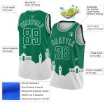 Custom Name & Number Basketball Jersey - Kelly Green & White Holiday Travel Monuments Silhouette, Authentic City Edition