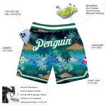 Custom Name and Number 3D Pattern Palm Trees Basketball Shorts - Personalized Kelly Green White Team Apparel Personalized