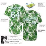 Personalized Kelly Green 3D Tropical Palm Leaves Baseball Jersey - Authentic Design Personalized Kelly Green White-Kelly