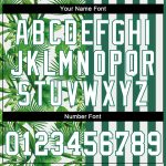 Personalized Tropical Palm Leaves Baseball Jersey with Custom Name and Number in Kelly Green White 3D Pattern Design Personalized