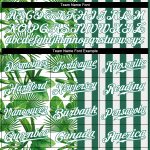 Personalized Tropical Palm Leaves Baseball Jersey with Custom Name and Number in Kelly Green White 3D Pattern Design Personalized