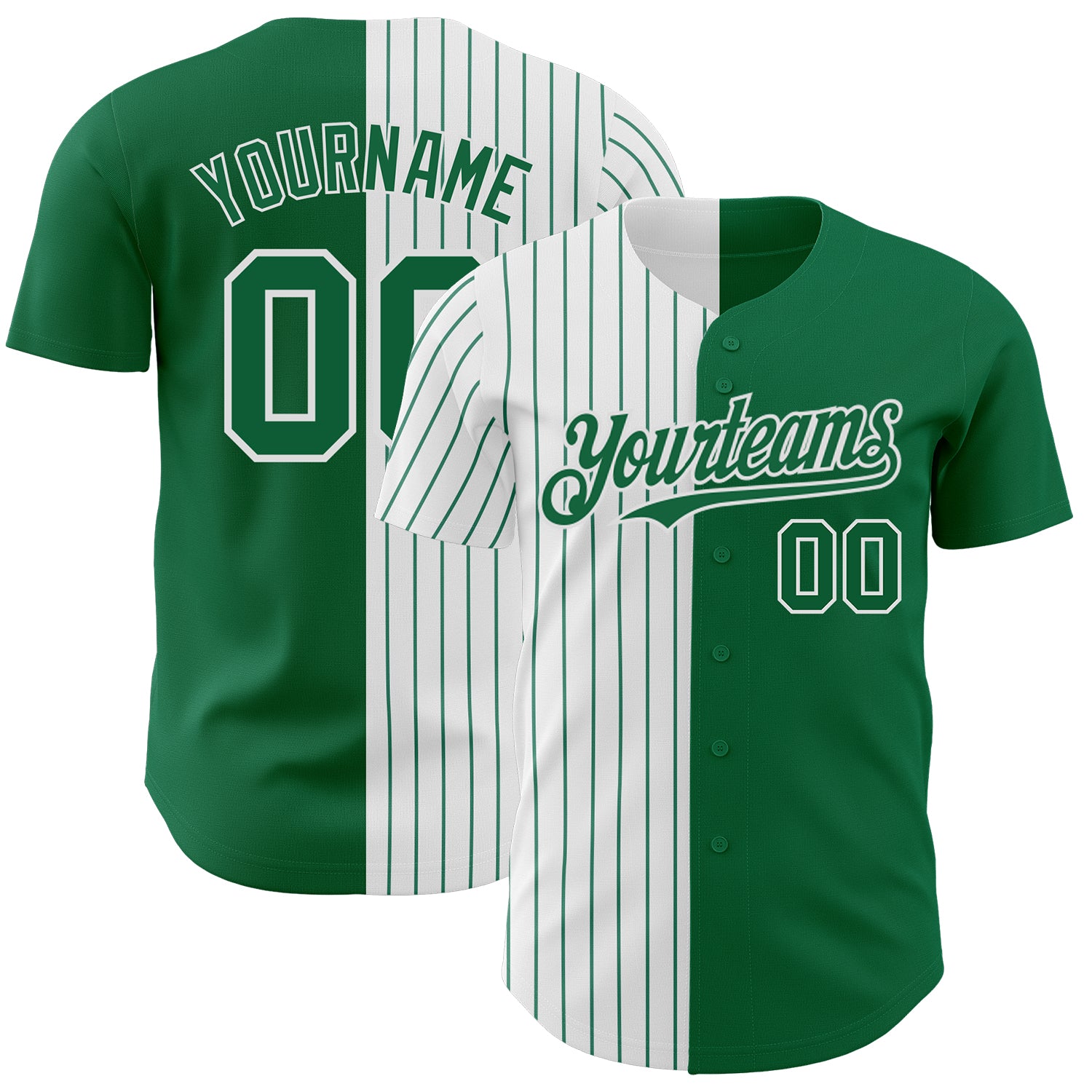 Custom Name and Number Personalized Kelly Green Pinstripe Fashion Baseball Jersey - Authentic Team Gear Personalized Kelly