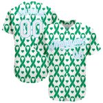 Personalized Breast Cancer 3D Pattern Baseball Jersey in Kelly Green & Light Blue Personalized Kelly Green White-Light Blue