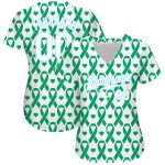 Personalized Breast Cancer 3D Pattern Baseball Jersey in Kelly Green & Light Blue Personalized Kelly Green White-Light Blue