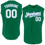 Custom Name & Number Authentic Sleeveless Baseball Jersey in Kelly Green, White & Light Blue - Personalized Team Jersey Personalized