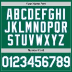 Custom Personalized Authentic Baseball Jersey with Team Name and Number in Kelly Green, White, Light Blue - Retro Style Personalized