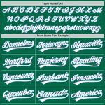 Custom Personalized Authentic Baseball Jersey with Team Name and Number in Kelly Green, White, Light Blue - Retro Style Personalized