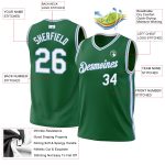 Personalized Kelly Green White-Light Blue Basketball Jersey - Authentic Throwback Design Personalized Kelly Green White-Light
