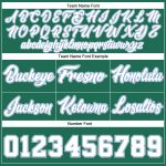 Custom Personalized Basketball Shorts with Name & Number in Kelly Green, White, & Light Blue - Authentic Throwback Style