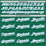 Customized Authentic Baseball Jersey with Your Name and Number - Kelly Green, White, Light Blue Lines Personalized Kelly