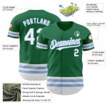 Customized Authentic Baseball Jersey with Your Name and Number - Kelly Green, White, Light Blue Lines Personalized Kelly