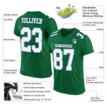 Custom Name and Number Personalized Football Jersey - Kelly Green, White, Light Blue Mesh, Authentic Team Jersey Personalized