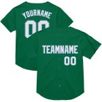 Personalized Authentic Baseball Jersey in Kelly Green, White & Light Blue Mesh - Throwback Style Personalized Kelly Green