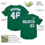 Personalized Authentic Baseball Jersey in Kelly Green, White & Light Blue Mesh - Throwback Style Personalized Kelly Green