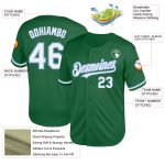 Custom Name and Number Personalized Kelly Green and Light Blue Baseball Jersey - Authentic Throwback Style Personalized Kelly