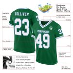 Custom Name and Number Authentic Throwback Football Jersey - Kelly Green White Light Blue Mesh Personalized Kelly Green White-Light