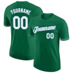 Custom Team Performance T-Shirt with Name and Number - Kelly Green White-Light Blue Personalized Kelly Green White-Light