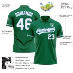 Custom Name and Number Performance Golf Polo Shirt in Kelly Green and Light Blue - Personalized Team Apparel Personalized
