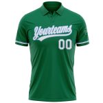 Custom Name and Number Performance Golf Polo Shirt in Kelly Green and Light Blue - Personalized Team Apparel Personalized