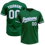 Personalized Unisex Softball Jersey in Kelly Green and White-Light Blue, Two-Button Style Personalized Kelly Green White-Light