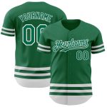 Custom Name and Number Kelly Green Authentic Baseball Jersey - Personalized Team Apparel Personalized Kelly Green White Line
