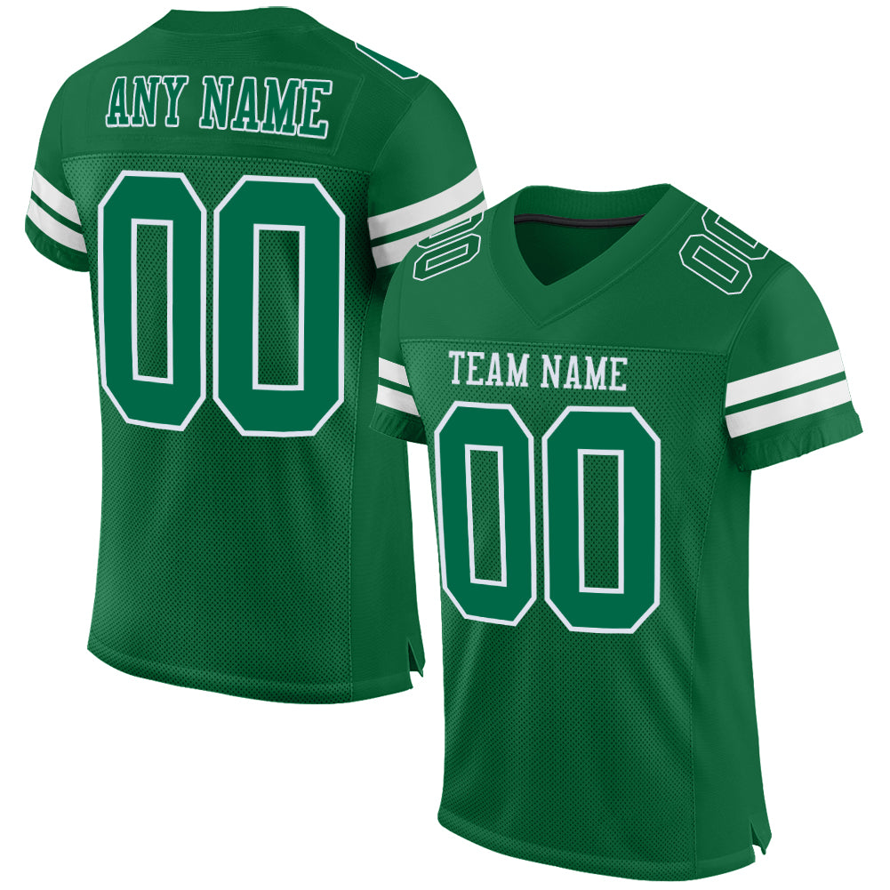 Personalized Green and White Mesh Authentic Football Jersey - Custom Team Gear Personalized Kelly Green White Mesh Authentic