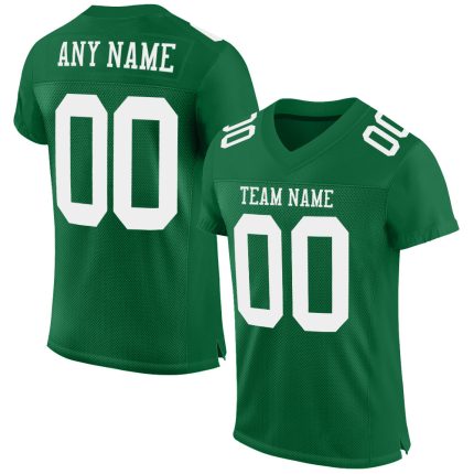 Custom Name Number Authentic Football Jersey - Personalized Kelly Green White Mesh Personalized Kelly Green White Mesh Authentic