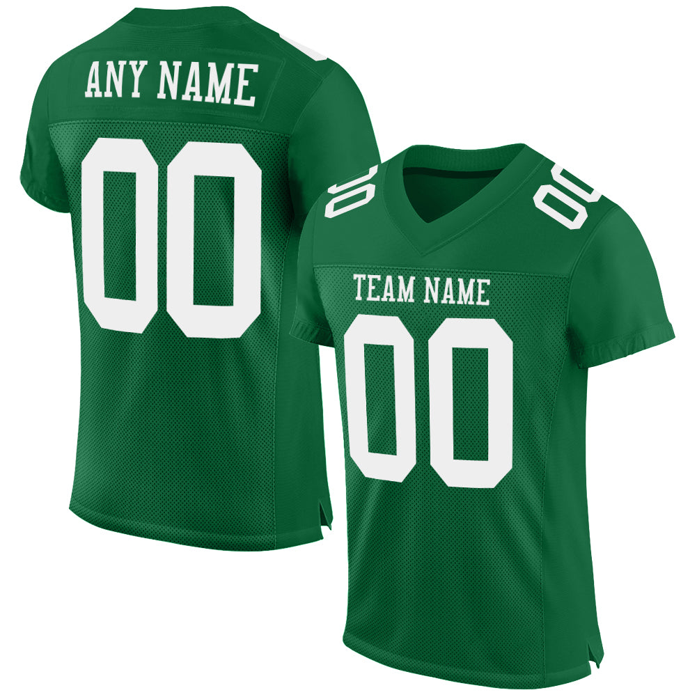 Custom Name Number Authentic Football Jersey - Personalized Kelly Green White Mesh Personalized Kelly Green White Mesh Authentic