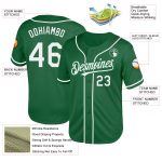 Personalized Kelly Green Authentic Throwback Baseball Jersey with White Mesh Personalized Kelly Green White Mesh Authentic