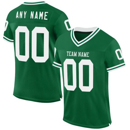 Personalized Authentic Throwback Football Jersey in Kelly Green and White Mesh Personalized Kelly Green White Mesh Authentic