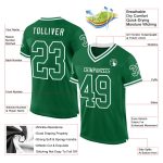 Custom Authentic Throwback Football Jersey with Personalized Name & Number in Kelly Green & White Mesh Personalized Kelly