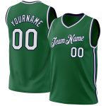Personalized Authentic Throwback Basketball Jersey in Kelly Green and White-Navy Colors Personalized Kelly Green White-Navy