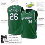 Personalized Authentic Throwback Basketball Jersey in Kelly Green and White-Navy Colors Personalized Kelly Green White-Navy