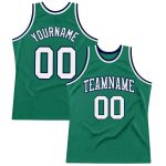 Custom Name and Number Kelly Green White-Navy Basketball Jersey - Personalized Authentic Throwback Style Personalized Kelly