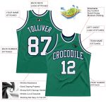 Custom Name and Number Kelly Green White-Navy Basketball Jersey - Personalized Authentic Throwback Style Personalized Kelly