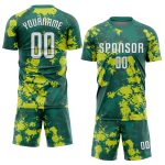 Custom Name & Number Soccer Jersey - Kelly Green & White-Neon Green Sublimation Uniform Personalized Kelly Green White-Neon